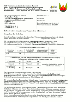 Laborbefund 1: Wirkstofftestung